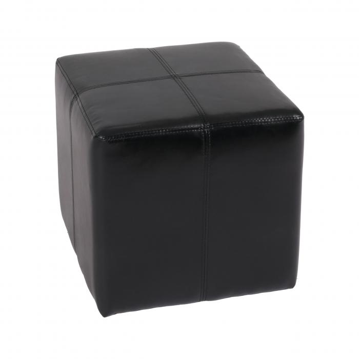 2er-Set Sitzwrfel Hocker Sitzhocker Onex, Leder + Kunstleder, 36x36x36cm MVG-zertifiziert ~ schwarz