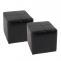 2er-Set Sitzwrfel Hocker Sitzhocker Onex, Leder + Kunstleder, 36x36x36cm MVG-zertifiziert ~ schwarz