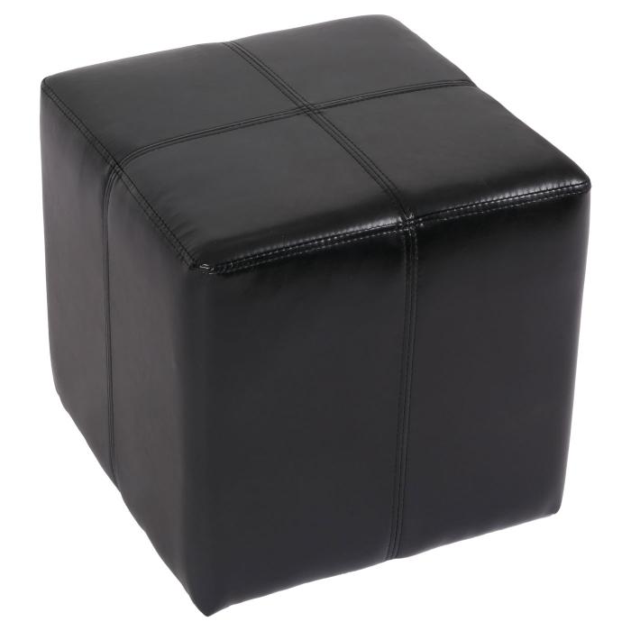 2er-Set Sitzwrfel Hocker Sitzhocker Onex, Leder + Kunstleder, 36x36x36cm MVG-zertifiziert ~ schwarz