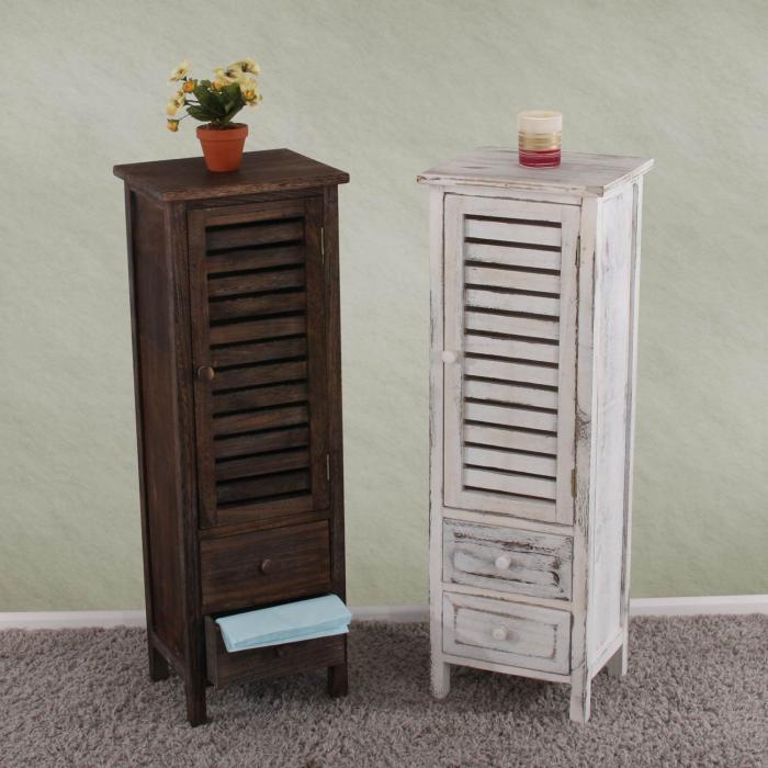 Kommode Schrank, 90x30x25cm, Shabby-Look, Vintage ~ braun