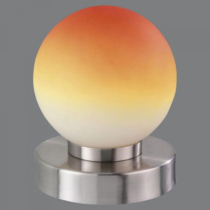Reality|Trio Kugellampe Lampe Tischleuchte Touch Me Dimmer ~ Nickel matt, Glas opal orange