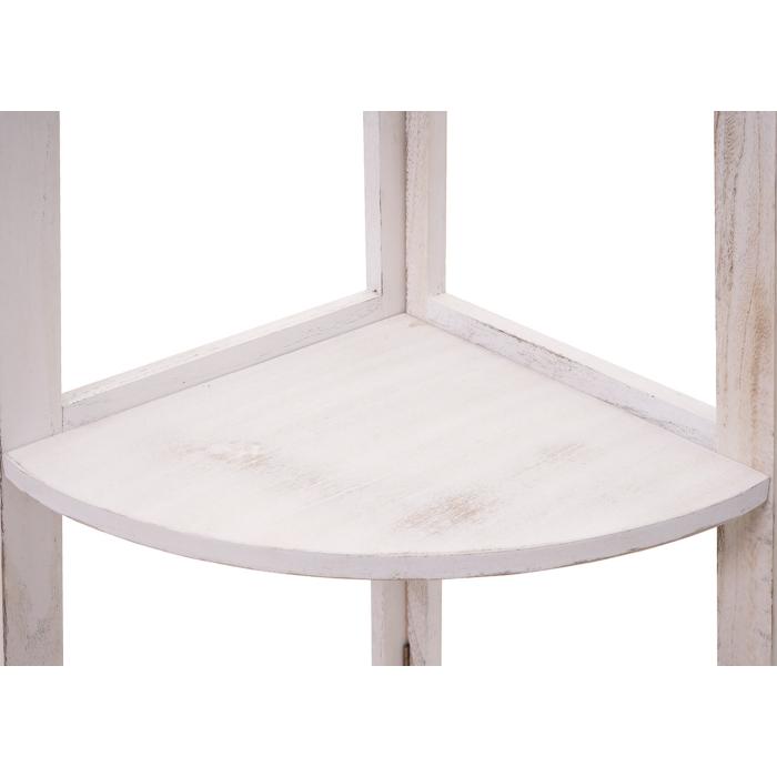 Eckregal HWC-K44, Regal Standregal Wohnregal, 3 Ablagen, 80x37x37cm MDF aus Paulownia MVG-zertifiziert ~ shabby wei