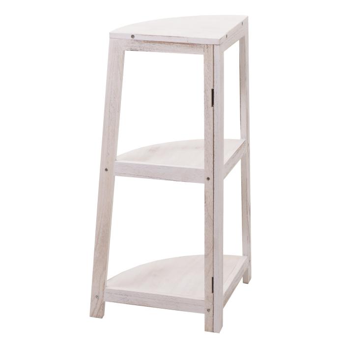 Eckregal HWC-K44, Regal Standregal Wohnregal, 3 Ablagen, 80x37x37cm MDF aus Paulownia MVG-zertifiziert ~ shabby wei