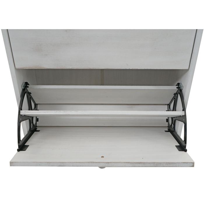 Schuhkipper HWC-K45, Schuhschrank Schuhregal, 81x60x25cm 2 Klappen, MDF aus Paulownia ~ shabby wei