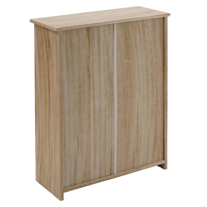 Schuhkipper HWC-K45, Schuhschrank Schuhregal, 81x60x25cm 2 Klappen, MDF aus Paulownia MVG-zertifiziert ~ naturbraun