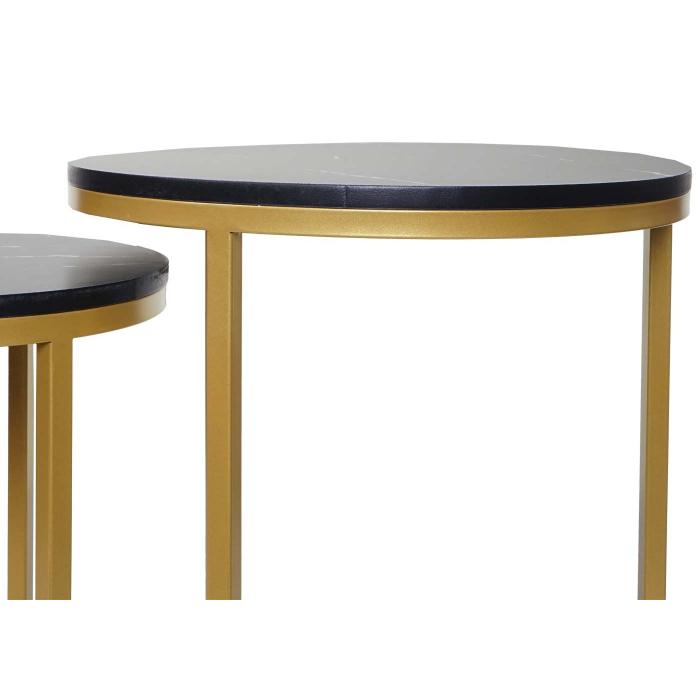 2er-Set Beistelltisch HWC-K46, Kaffeetisch Nachttisch Loungetisch, Marmor-Optik  MVG-zertifiziert MDF ~ schwarz-gold von Heute-Wohnen