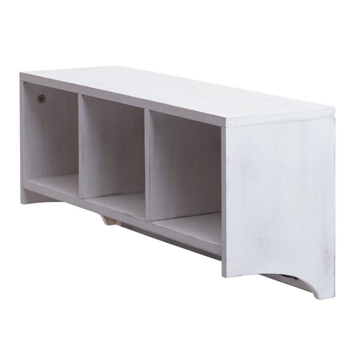 Wandregal HWC-K49, Garderobe Wandgarderobe Regal, 3 Staufcher 5 Haken 30x80x20cm Holz ~ wei, shabby