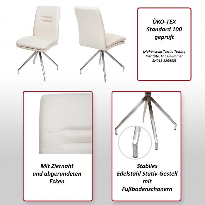 6er-Set Esszimmerstuhl HWC-H70, Kchenstuhl Lehnstuhl Stuhl, Stoff/Textil Edelstahl gebrstet ~ dunkelgrau