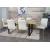 6er-Set Esszimmerstuhl HWC-H70, Küchenstuhl Freischwinger Stuhl, Stoff/Textil Edelstahl gebürstet ~ creme-beige