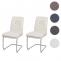 2er-Set Esszimmerstuhl HWC-H70, Kchenstuhl Freischwinger Stuhl, Stoff/Textil Edelstahl gebrstet ~ creme-beige