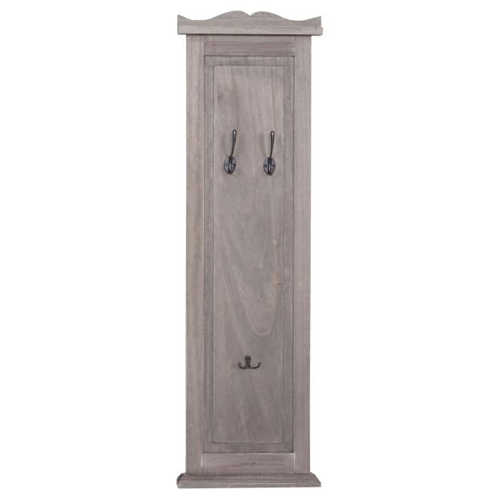 2er-Set Garderobe T33, Wandgarderobe Garderobenpaneel, Wandhaken Holz 109x28x4cm ~ grau-braun shabby