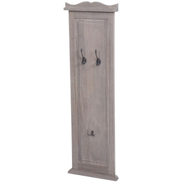 2er-Set Garderobe T33, Wandgarderobe Garderobenpaneel, Wandhaken Holz 109x28x4cm ~ grau-braun shabby