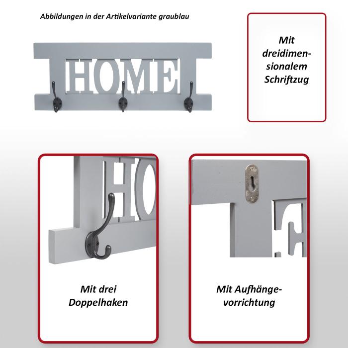 Wandgarderobe HWC-C60 Home, Garderobe Garderobenpaneel, Shabby-Look Vintage 55x21cm ~ wei, shabby