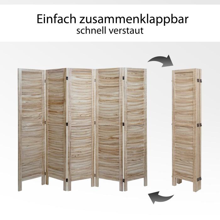 Paravent HWC-G30, Trennwand Sichtschutz Raumteiler, Shabby-Look 170x200cm ~ grau-braun