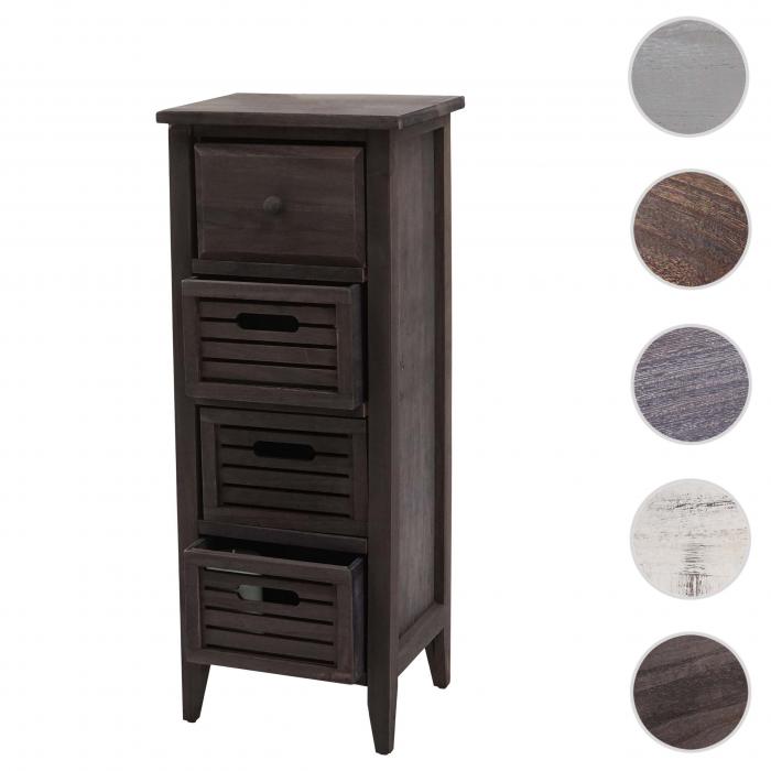 Kommode T18, Schubladenschrank Schrank, 4 Schubladen, 74x30x25cm Shabby-Look Vintage ~ grau-braun