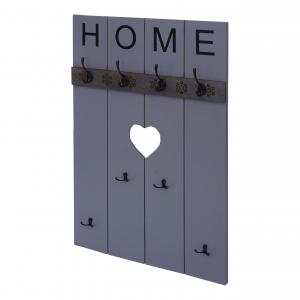 Wandgarderobe HWC-C89 Home, Garderobenpaneel Garderobe, Shabby-Look Vintage, 8 Haken 91x60cm ~ grau-blau