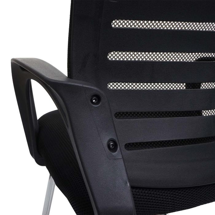 2er-Set Konferenzstuhl HWC-K51, Besucherstuhl Freischwinger, 150kg belastbar Stoff/Textil ~ schwarz