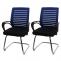 2er-Set Konferenzstuhl HWC-K51, Besucherstuhl Freischwinger, 150kg belastbar Stoff/Textil ~ blau