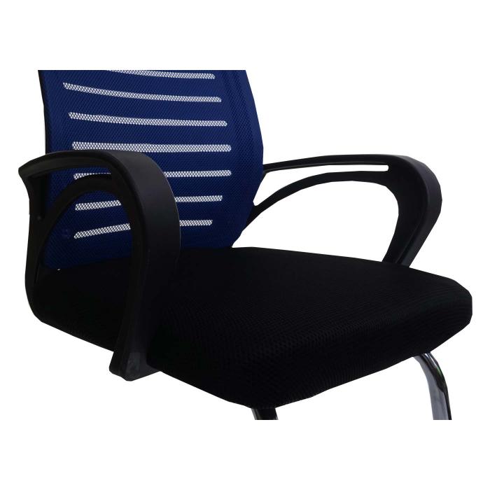 2er-Set Konferenzstuhl HWC-K51, Besucherstuhl Freischwinger, 150kg belastbar Stoff/Textil ~ blau