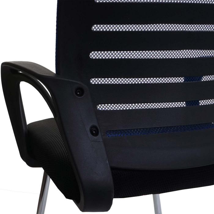 2er-Set Konferenzstuhl HWC-K51, Besucherstuhl Freischwinger, 150kg belastbar Stoff/Textil ~ blau