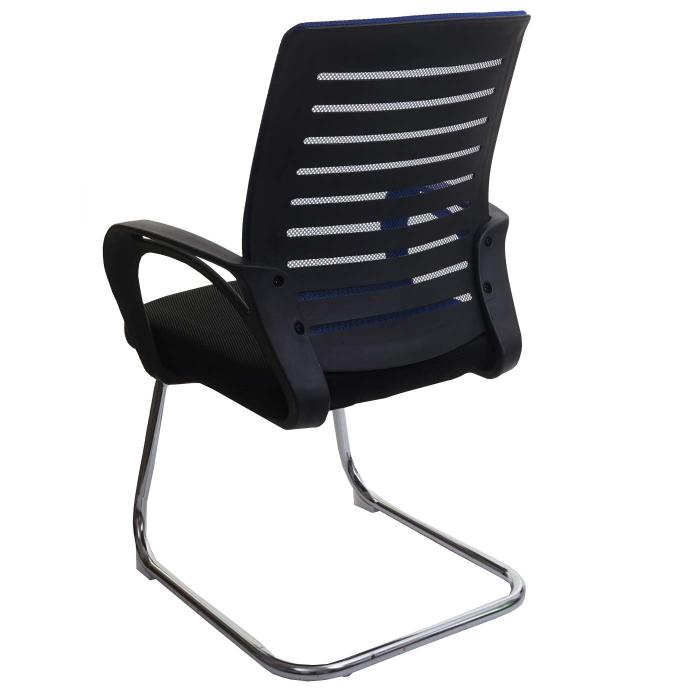 2er-Set Konferenzstuhl HWC-K51, Besucherstuhl Freischwinger, 150kg belastbar Stoff/Textil ~ blau