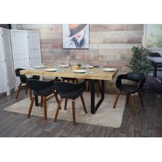 6er-Set Esszimmerstuhl HWC-A47b, Küchenstuhl Stuhl, Retro-Design Holz Bugholz Kunstleder ~ schwarz