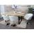 6er-Set Esszimmerstuhl HWC-F19, Küchenstuhl Drehstuhl Loungesessel, drehbar höhenverstellbar ~ Stoff/Textil creme-weiß