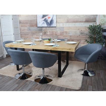 6er-Set Esszimmerstuhl HWC-F19, Kchenstuhl Drehstuhl Loungesessel, drehbar hhenverstellbar ~ Stoff/Textil dunkelgrau