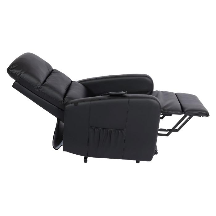 Fernsehsessel HWC-K62, Sessel Relaxsessel TV-Sessel Liege, Liegefunktion Aufstehhilfe, Metall Kunstleder ~ schwarz