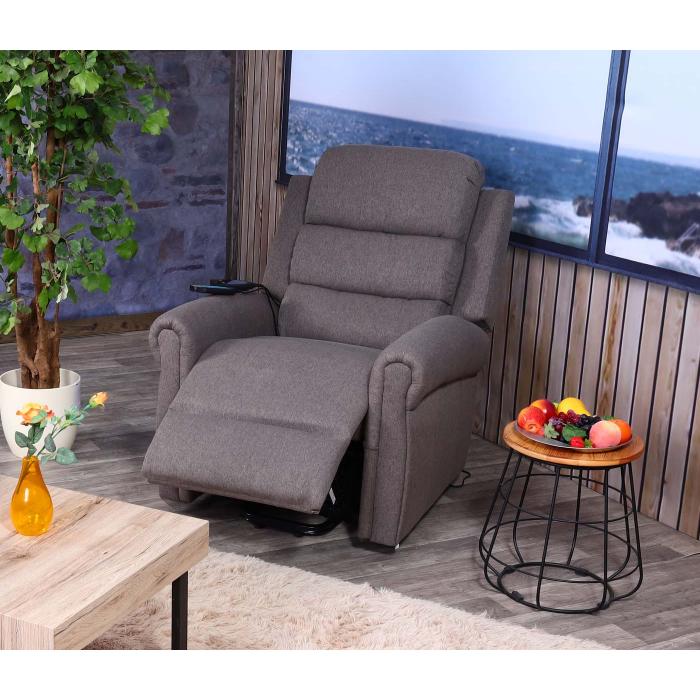 Fernsehsessel HWC-K63, Relaxsessel Sessel, Liegefunktion Aufstehhilfe  Massage Heizfunktion, Stoff/Textil ~ dunkelgrau von Heute-Wohnen