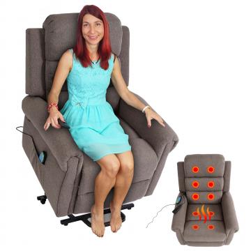Retourenware | Fernsehsessel HWC-K63, Sessel, Liegefunktion Aufstehhilfe Massage Heizfunktion, Stoff/Textil ~ dunkelgrau