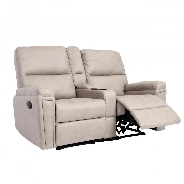 2er Kinosessel HWC-K17, Relaxsessel Fernsehsessel Sofa, Nosagfederung Getrnkehalter Fach ~ Stoff/Textil hellgrau