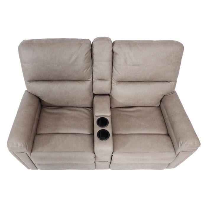 2er Kinosessel HWC-K17, Relaxsessel Fernsehsessel Sofa, Nosagfederung Getrnkehalter Fach ~ Stoff/Textil hellgrau