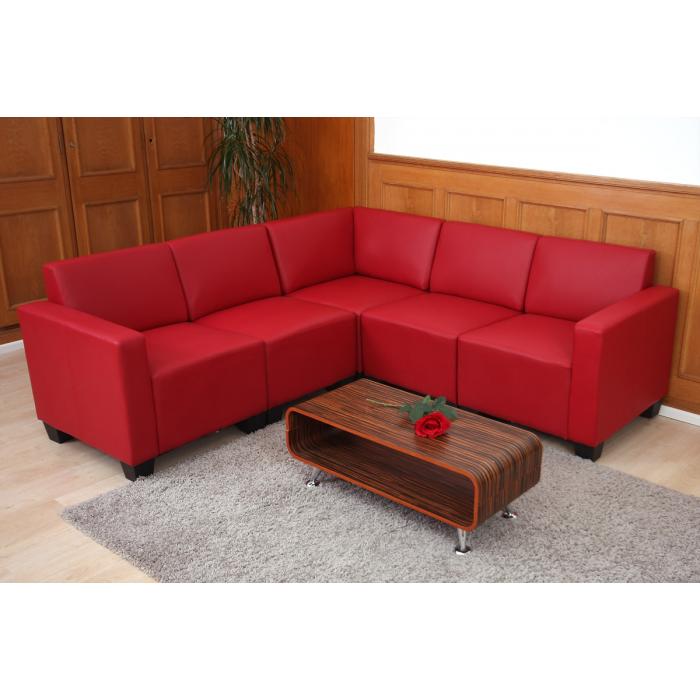 Modular Sofa-System Couch-Garnitur Lyon 5, Kunstleder ~ rot