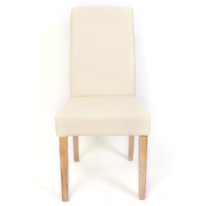 6x Esszimmerstuhl Küchenstuhl Stuhl M37 ~ Kunstleder matt, creme, helle Füße