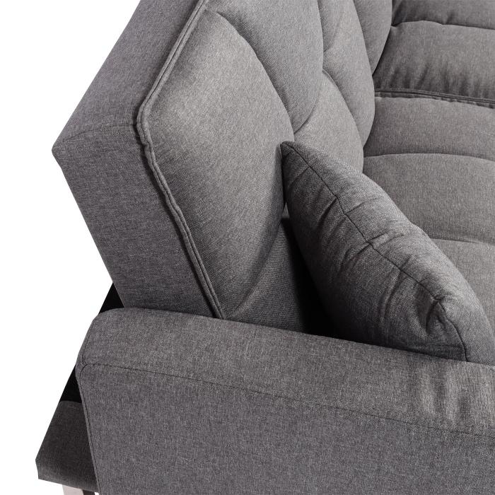 Schlafsofa HWC-K65, Schlafcouch Bettsofa Gstebett, Schlaffunktion Liegeflche 170x104 cm ~ Stoff/Textil grau