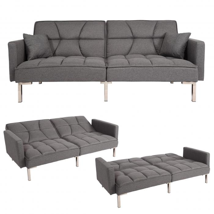 Schlafsofa HWC-K65, Schlafcouch Bettsofa Gstebett, Schlaffunktion Liegeflche 170x104 cm ~ Stoff/Textil grau