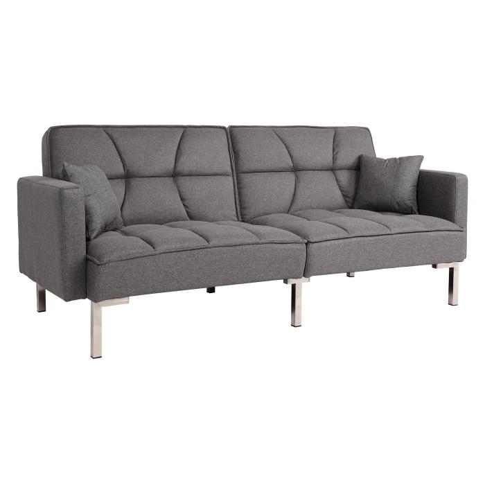 Schlafsofa HWC-K65, Schlafcouch Bettsofa Gstebett, Schlaffunktion Liegeflche 170x104 cm ~ Stoff/Textil grau