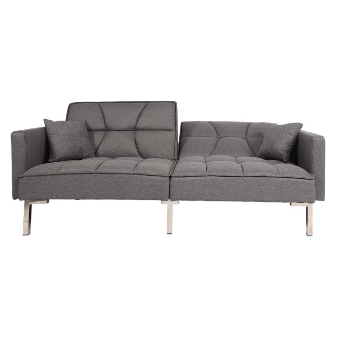 Schlafsofa HWC-K65, Schlafcouch Bettsofa Gstebett, Schlaffunktion Liegeflche 170x104 cm ~ Stoff/Textil grau