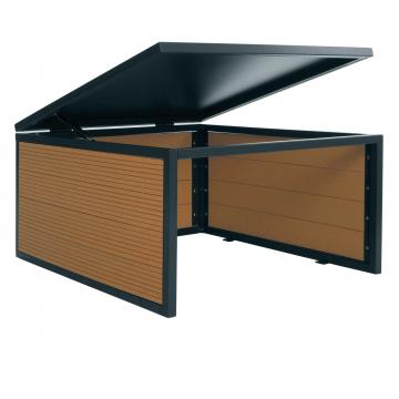 Mhroboter-Garage mit Deckel HWC-L45, Dach Unterstand fr Rasenmher, WPC Metall 35x60x70cm ~ Eiche-Optik