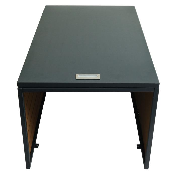 B-Ware (Beschdigt SK3) | XL Mhroboter-Garage mit Deckel HWC-L45, fr Rasenmher, WPC Metall 43x70x90cm ~ Eiche-Optik