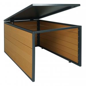 B-Ware (Bretter beschdigt SK3) | XL Mhroboter-Garage + Deckel HWC-L45, fr Rasenmher, Metall 43x70x90cm ~ Eiche-Optik