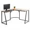 Eck-Schreibtisch HWC-K66, Computertisch Arbeitstisch, MVG-zertifiziert 76x125x125cm, MDF Metall ~ naturfarben