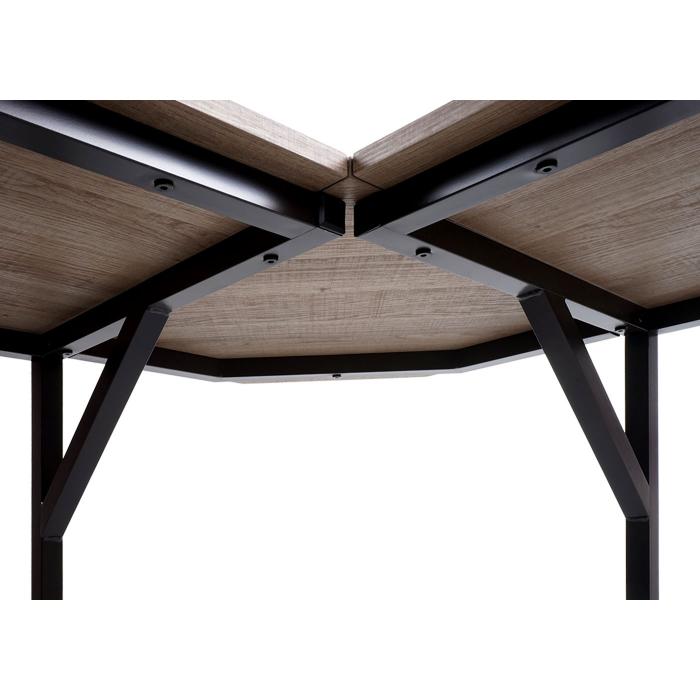 Eck-Schreibtisch HWC-K66, Computertisch Arbeitstisch, MVG-zertifiziert 76x125x125cm, MDF Metall ~ naturfarben