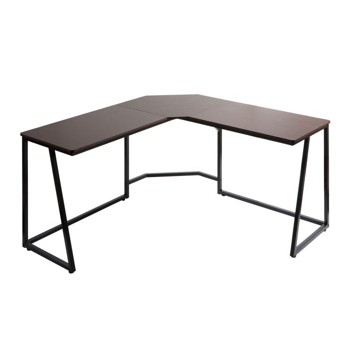 Eck-Schreibtisch HWC-K66, Computertisch Arbeitstisch, MVG-zertifiziert 76x196x110cm, MDF Metall ~ dunkelbraun