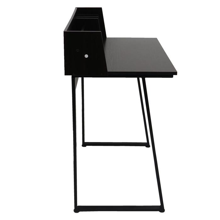 Schreibtisch HWC-K69, Laptoptisch Brotisch, 82x51cm 3D-Struktur, Metall MDF ~ schwarz