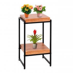 Blumentisch HWC-K71, Blumenregal Beistelltisch Pflanzregal, MVG-zertifiziert MDF Metall ~ naturfarben, 61cm