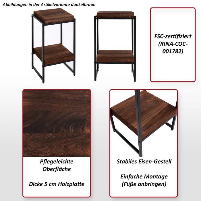 Blumentisch HWC-K71, Blumenregal Beistelltisch Pflanzregal, MVG-zertifiziert MDF Metall ~ naturfarben, 61cm