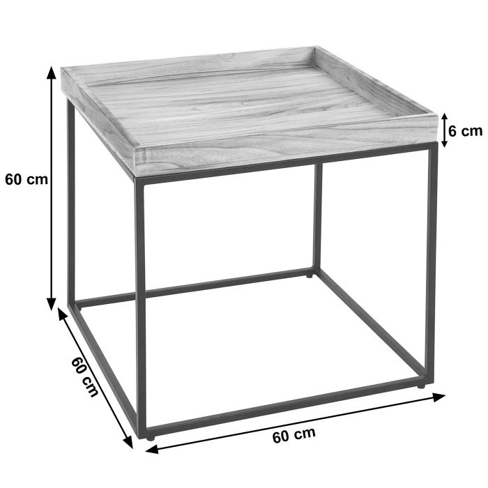 Beistelltisch HWC-K71, Kaffeetisch Couchtisch Tisch, MVG-zertifiziert Paulownia-Holz Metall 60x60x60cm ~ dunkelbraun