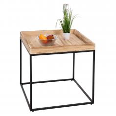 Beistelltisch HWC-K71, Kaffeetisch Couchtisch Tisch, FSC-zertifiziert Paulownia-Holz Metall 60x60x60cm ~ naturfarben